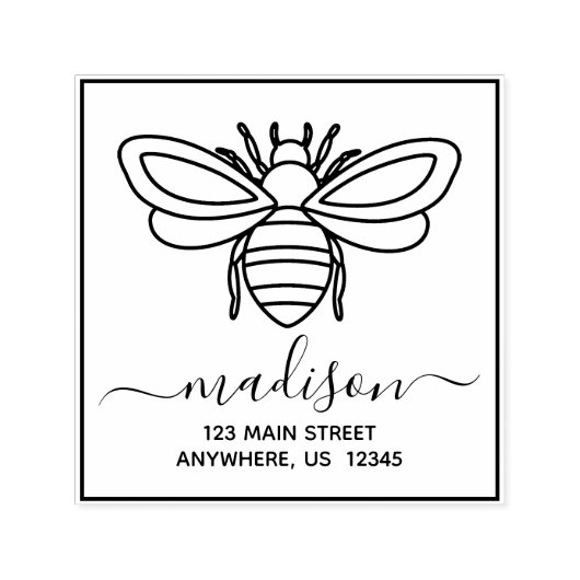 Tampon Auto-encreur Adresse de retour d'abeille Timbre auto-alimenté (Design)