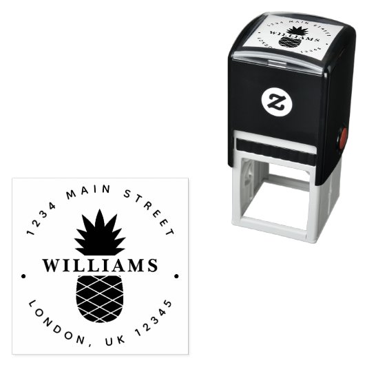 Tampon Auto-encreur Adresse de retour d'ananas tropical (En situation)