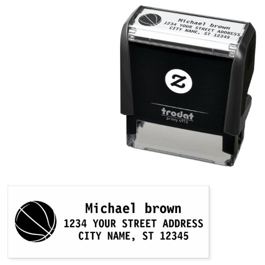 Tampon Auto-encreur Adresse de retour de basket-ball (En situation)