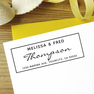 Tampon Auto-encreur Adresse de retour de calligraphie simple