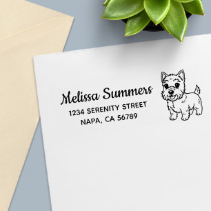Tampon Auto-encreur Adresse de retour de chien West Highland Terrier m