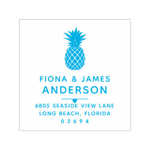 Tampon Auto-encreur Adresse de retour de couple marié au style ananas 