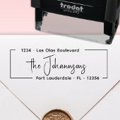 Tampon Auto-encreur Adresse de retour de famille à signature élégante