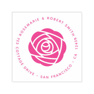 Tampon Auto-encreur Adresse de retour de fleur de fleur de rose de