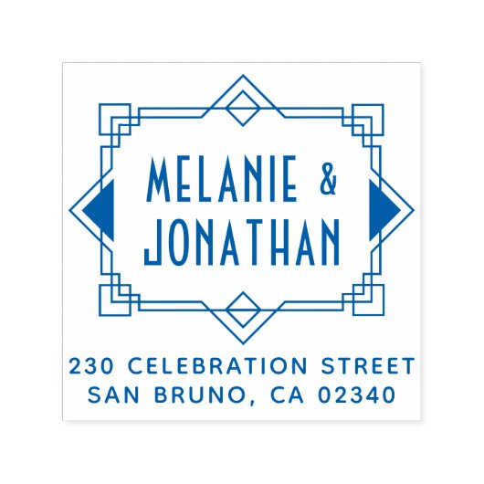 Tampon Auto-encreur Adresse de retour de frontière du Mariage Art Déco (Design)