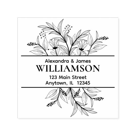 Tampon Auto-encreur Adresse de retour de frontière florale (Design)