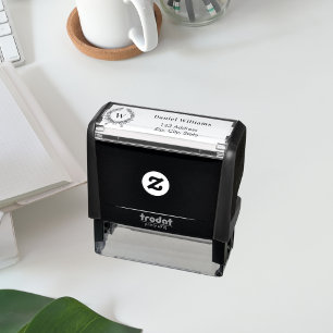 Tampon Auto-encreur Adresse de retour de la couronne monogramme de fam