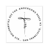 Tampon Auto-encreur Adresse de retour de la croix de foi de script (Design)