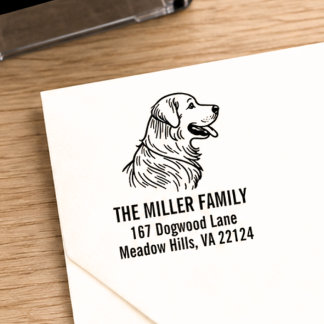 Tampon Auto-encreur Adresse de retour de la famille du chien Retriever