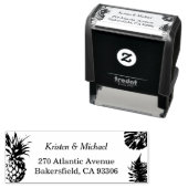 Tampon Auto-encreur Adresse de retour de l'ananas Feuille tropical (En situation)