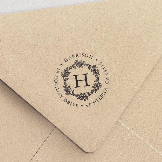 Tampon Auto-encreur Adresse de retour de l'arrondi du monogramme de co