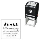 Tampon Auto-encreur Adresse de retour de l'équipe de chats (En situation)