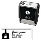 Tampon Auto-encreur Adresse de retour de l'icône de guitare (En situation)