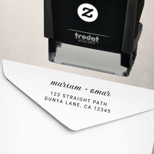 Tampon Auto-encreur Adresse de Retour de Mariage à Script Moderne Simp