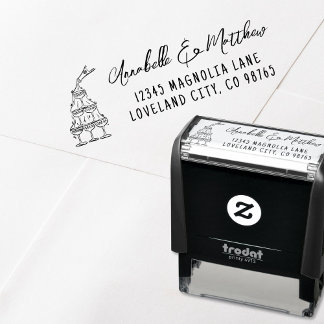 Tampon Auto-encreur Adresse de Retour de Mariage Dessinée à la Main
