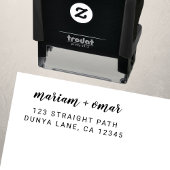 Tampon Auto-encreur Adresse de Retour de Mariage Moderne Simple Script