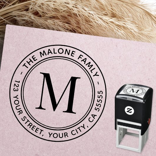 Tampon Auto-encreur Adresse de retour de monogramme minimale moderne