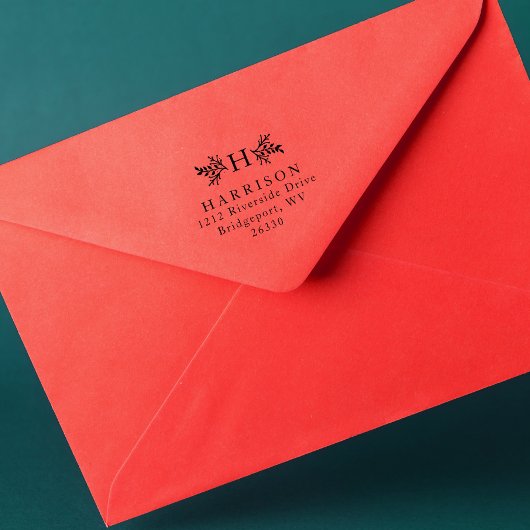 Tampon Auto-encreur Adresse de retour de monogramme rustique