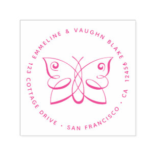 Tampon Auto-encreur Adresse de retour de papillon Abstrait tourbillonn