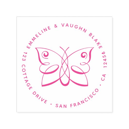 Tampon Auto-encreur Adresse de retour de papillon Abstrait tourbillonn (Design)