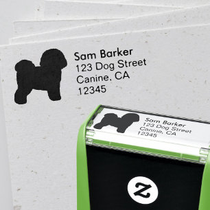 Tampon Auto-encreur Adresse de retour de silhouette de Bichon Frise