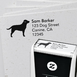 Tampon Auto-encreur Adresse de retour de silhouette de chien de