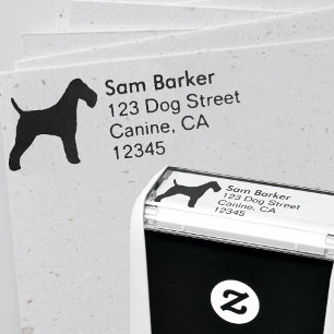 Tampon Auto-encreur Adresse de retour de silhouette de Fox Terrier de