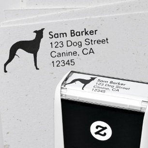 Tampon Auto-encreur Adresse de retour de silhouette de whippet