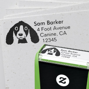 Tampon Auto-encreur Adresse de retour de sourire mignonne de chien