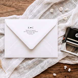 Tampon Auto-encreur Adresse de Retour d'Enveloppe de Mariage à Cœur Si