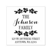 Tampon Auto-encreur Adresse de retour des fleurs à main (Design)