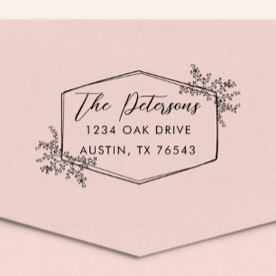 Tampon Auto-encreur Adresse de retour du cadre floral moderne