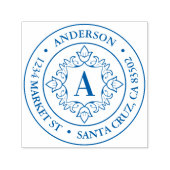 Tampon Auto-encreur Adresse de retour du cadre Monogram Retro (Design)