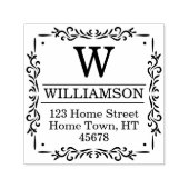 Tampon Auto-encreur Adresse de retour du Carré Monogramme traditionnel (Design)
