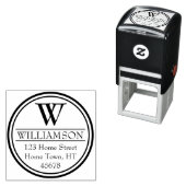 Tampon Auto-encreur Adresse de retour du cercle monogramme (En situation)