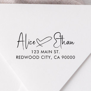 Tampon Auto-encreur Adresse de retour du coeur de signature de script