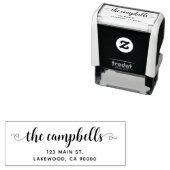 Tampon Auto-encreur Adresse de retour du coeur du script de famille (En situation)