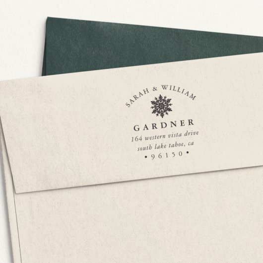 Tampon Auto-encreur Adresse de retour du flocon de neige d'hiver