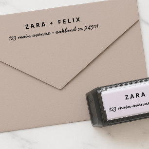 Tampon Auto-encreur Adresse de retour du mariage Couple minimaliste
