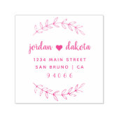 Tampon Auto-encreur Adresse de retour du Mariage de script Fuchsia per (Design)