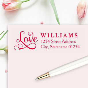 Tampon Auto-encreur Adresse de retour du Mariage de script Love