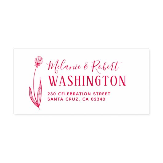 Tampon Auto-encreur Adresse de retour du Mariage floral tiré à la main (Design)