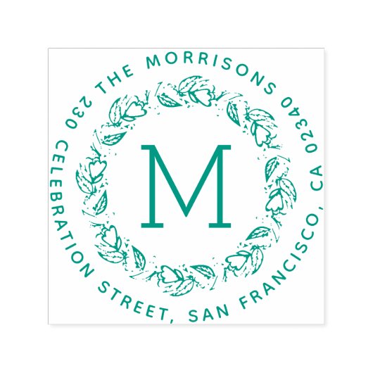 Tampon Auto-encreur Adresse de retour du monogramme de couronne botani (Design)