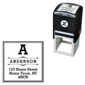 Tampon Auto-encreur Adresse de retour du monogramme du bloc carré (En situation)