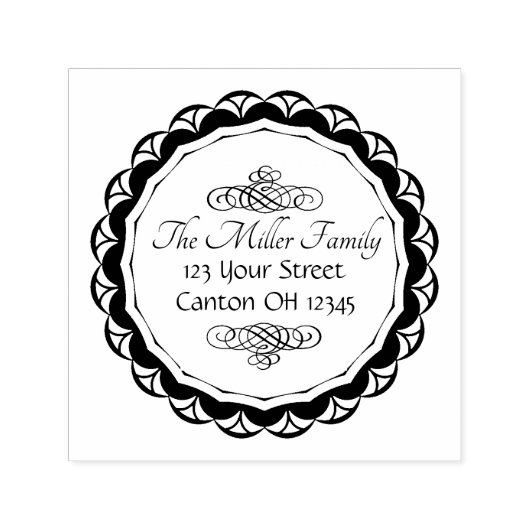 Tampon Auto-encreur Adresse de retour du monogramme élégant (Design)