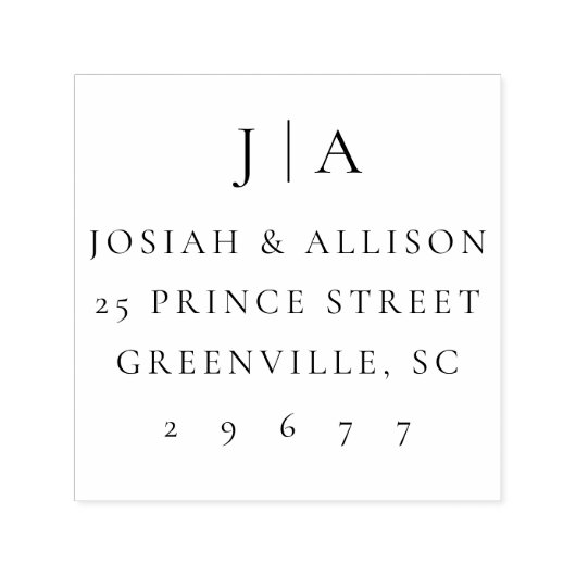 Tampon Auto-encreur Adresse de retour du monogramme Mariage classique (Design)