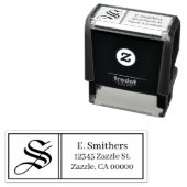 Tampon Auto-encreur Adresse de retour du monogramme personnalisé (En situation)