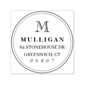 Tampon Auto-encreur Adresse de retour du monogramme rond classique (Design)