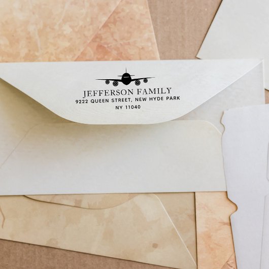 Tampon Auto-encreur Adresse de retour du voyageur élégant du plan d'at