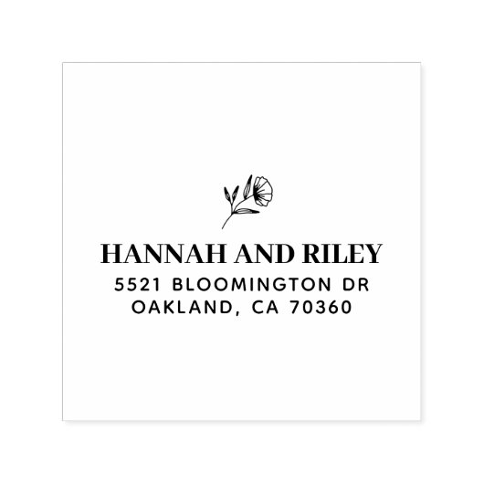 Tampon Auto-encreur Adresse de retour d'un couple de fleurs classiques (Design)